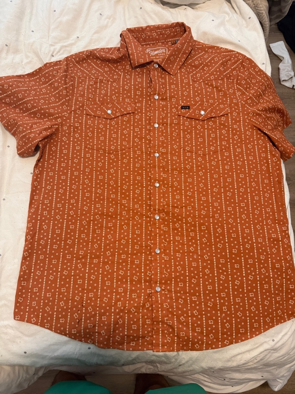 Howler Brothers Rust Orange Short-Sleeve Button-Down Shirt